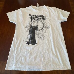 My Chemical Romance Grim Reaper Clock T-Shirt MCR Band Merch - White - Size M